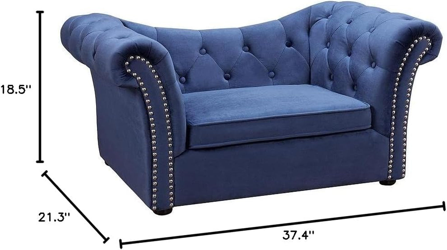 the Dachshund Collection Handmade Waterproof Velvet Upholstered Pet Bed, Navy