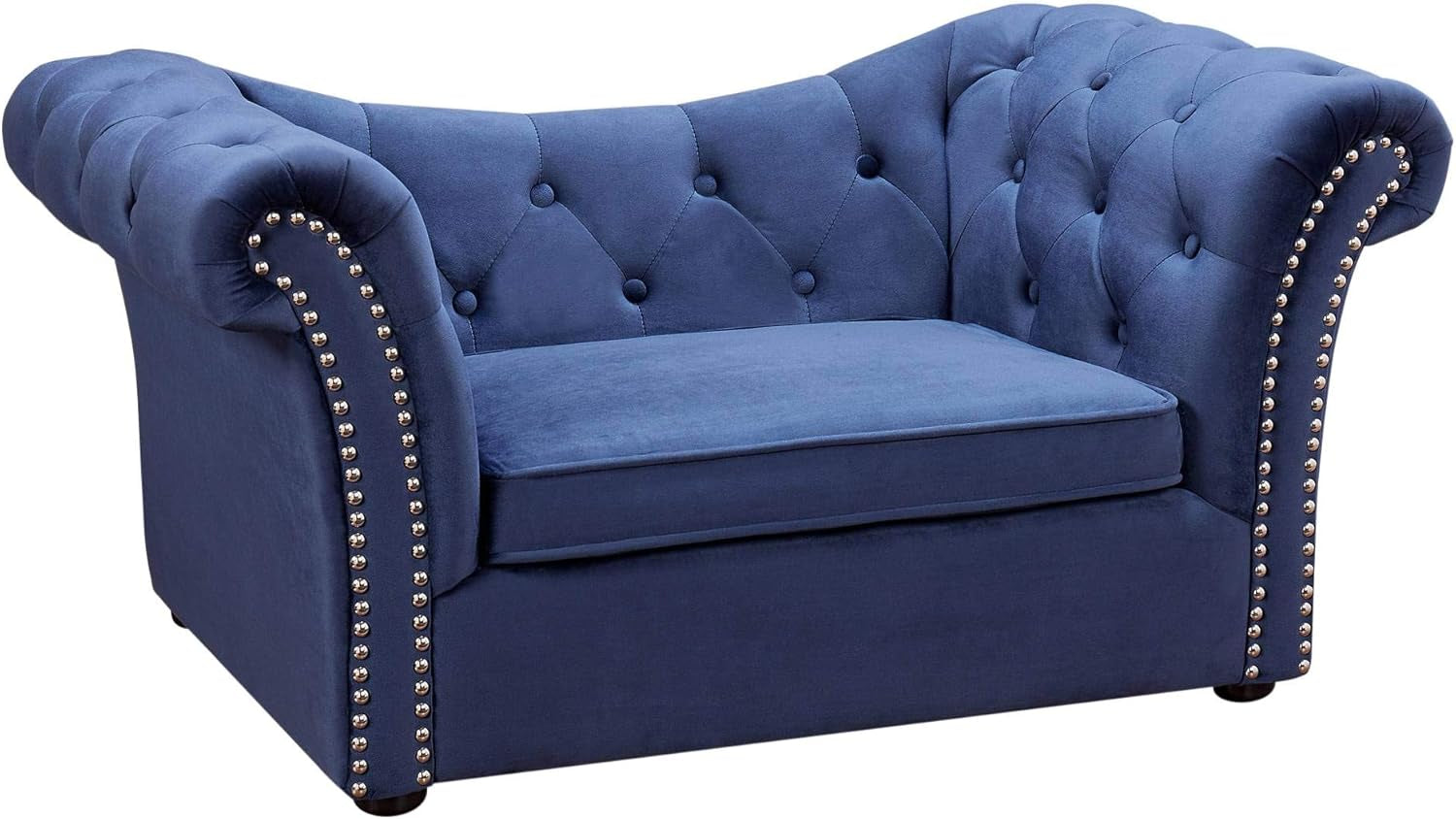 the Dachshund Collection Handmade Waterproof Velvet Upholstered Pet Bed, Navy