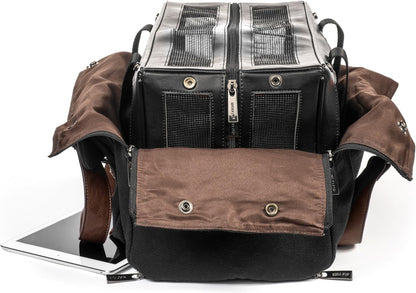 Weekend Black Canvas Interchangeable Airline Approved Pet Carrier Combo with Pockets for Small Dogs (Pet Carrier Base & Shell Tote)