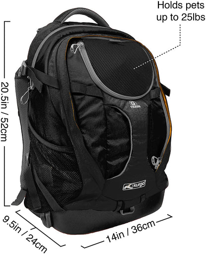 G-Train Dog Carrier Backpack - Comfortable Travel Bag for Pets up to 25 Lbs - Waterproof Bottom - Multi-Compartment Pack - Dog Hiking Gear - Rugged Adventure Backpack - Black