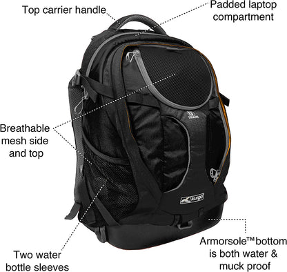 G-Train Dog Carrier Backpack - Comfortable Travel Bag for Pets up to 25 Lbs - Waterproof Bottom - Multi-Compartment Pack - Dog Hiking Gear - Rugged Adventure Backpack - Black