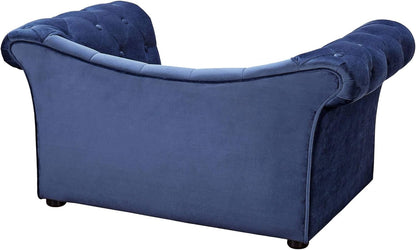 the Dachshund Collection Handmade Waterproof Velvet Upholstered Pet Bed, Navy